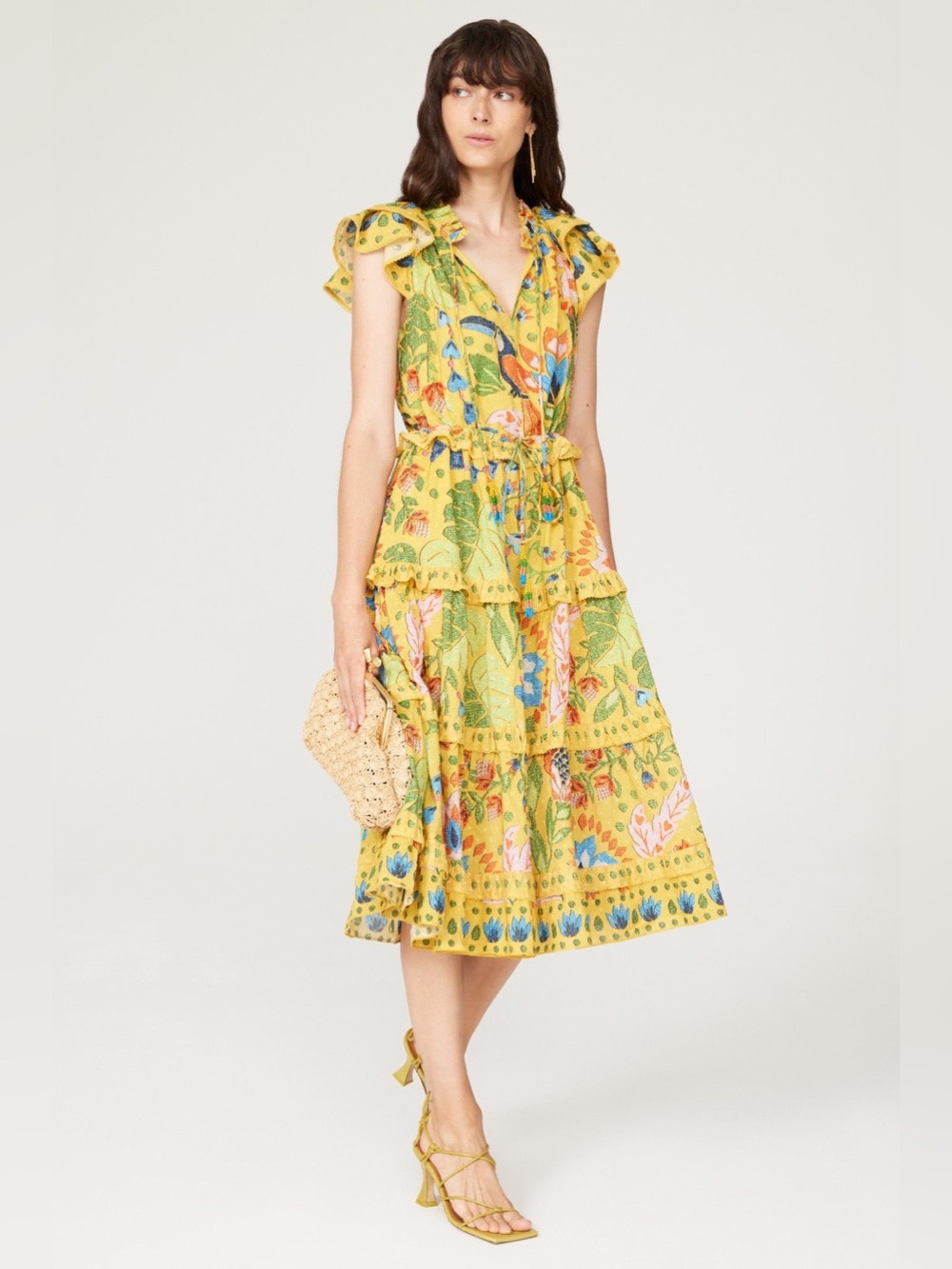 FARM Rio Summer Garden Midi Dress Size Medium 6184